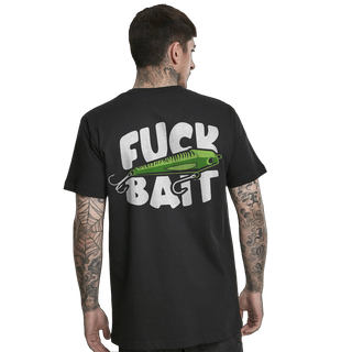 Model wearing “F*ck Bait” fishing shirt