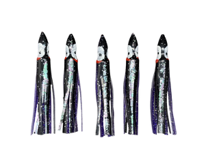 MagBay Hoochie Skirts 4.5" - Black Purple Foil (5 pack)