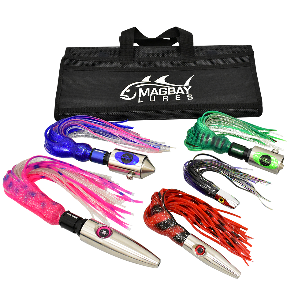 Large Tournament Marlin Lure Set 5 Pack Fully Rigged Bag by MagBay Lures