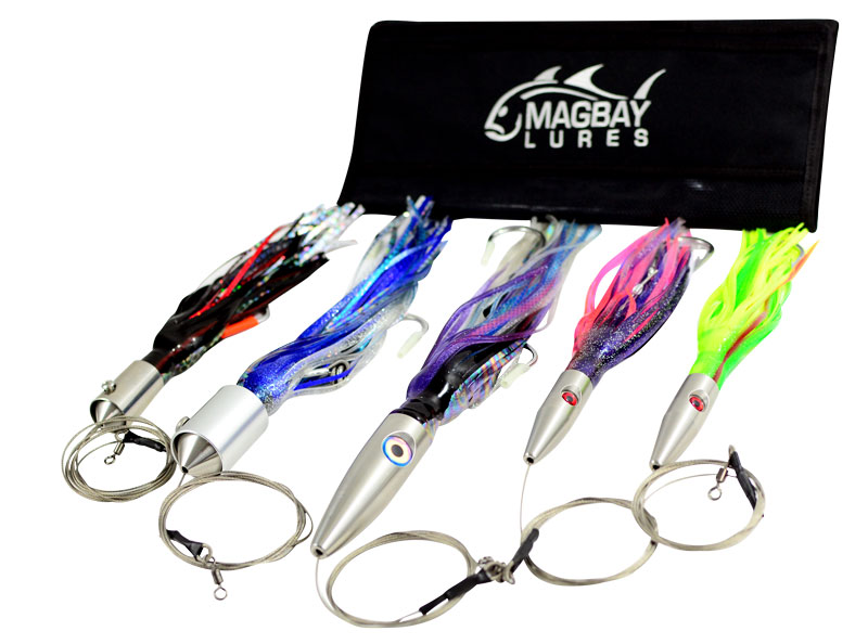 MagBay Lures High Speed Tournament Wahoo Trolling Lure Set + Bag & Cable  Rigged 
