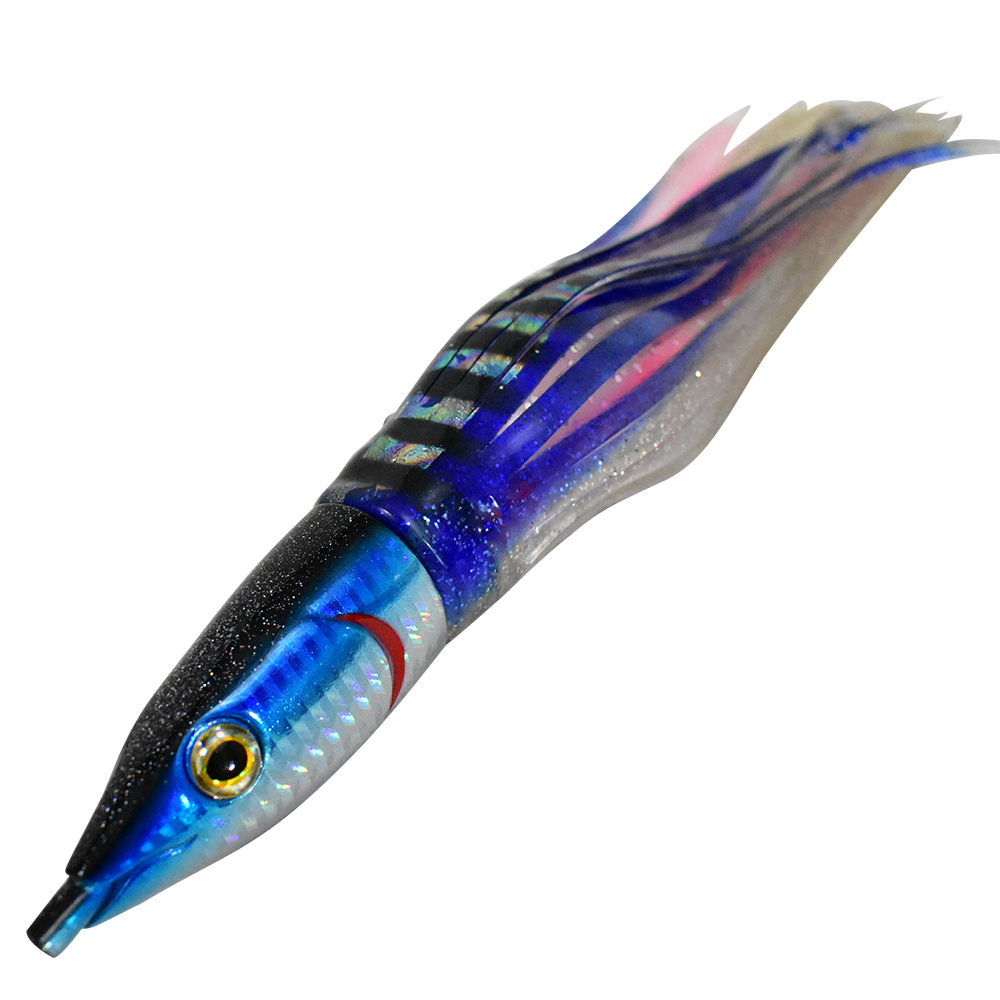 11 Blue White Fishing cup Trolling Skirt rigged Lure Resin Head big game  Marlin 